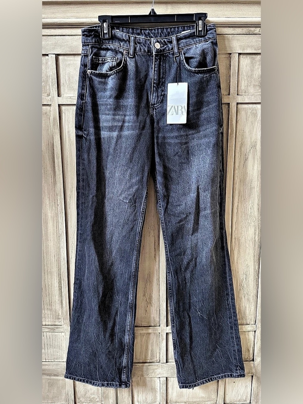 New ZARA Women’s Black Straight Leg Jeans Size 4 Straight Leg Charcoal Gray NWT